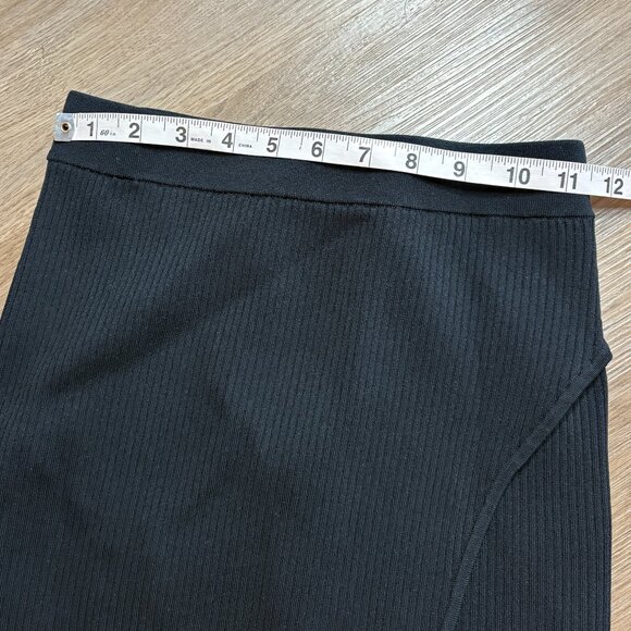 NWT Jonathan Simkhai Deep Rib Wrap Skirt black XS stretch slit - Picture 8 of 11